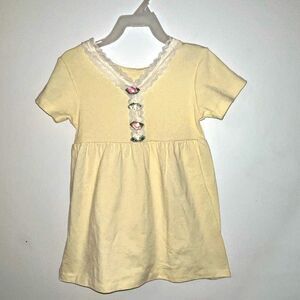 Vintage 1990s LA Touch Ribbed Lace Rose Short‎ Sleeve Tunic Blouse